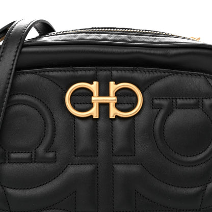 Salvatore Ferragamo Calfskin Quilted Gancini Camera Bag Black 8 of 11