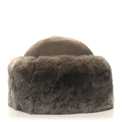Hermes Suede Orylag Fur Boreale Pillbox Hat 56 Grey 1 of 8