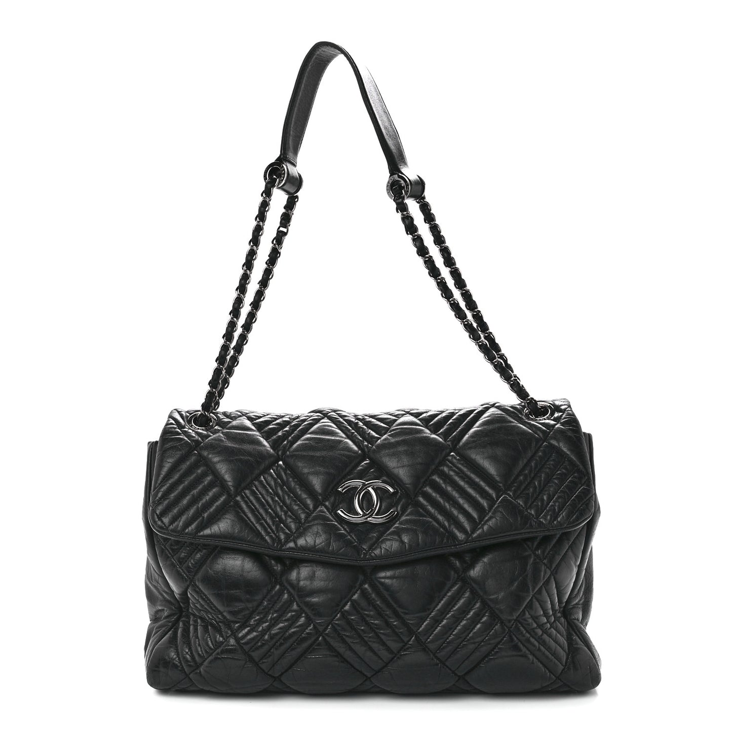 Lambskin In and Out XL Maxi Flap Black