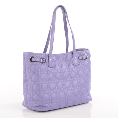 Christian Dior Coated Canvas Cannage Medium Panarea Tote Purple 3 of 8