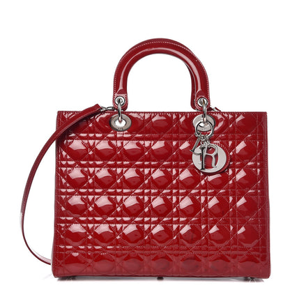 Christian Dior Patent Cannage Large Lady Dior Red 1 of 9