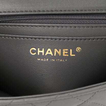 Chanel Lambskin Quilted Mini Top Handle Rectangular Flap Dark Grey 6 of 11