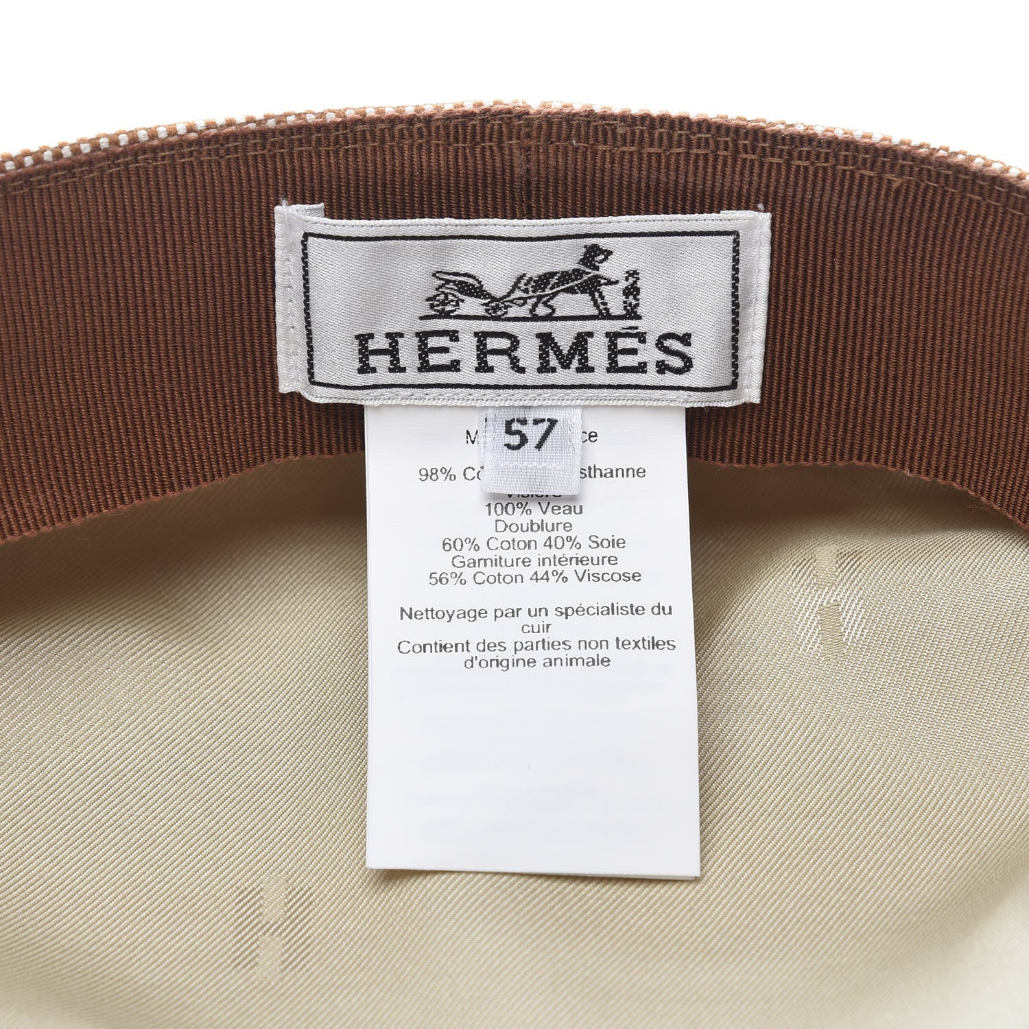 Hermes Cotton Silk Swift Clou de Selle Vauban Cap 57 Gold 8 of 10