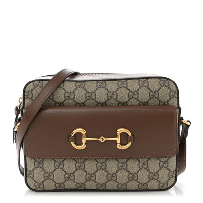 Gucci GG Supreme Monogram Small Horsebit 1955 Shoulder Bag Beige Brown Sugar 1 of 13