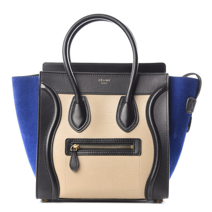Celine Elephant Calfskin Suede Micro Tri-Color Luggage Sand 1 of 10