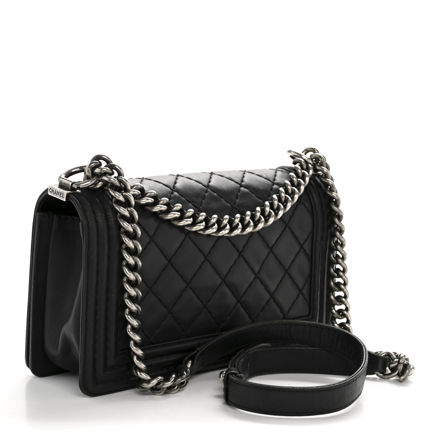 Chanel Calfskin Quilted Double Stitch New Medium Boy Flap Black 3 of 14