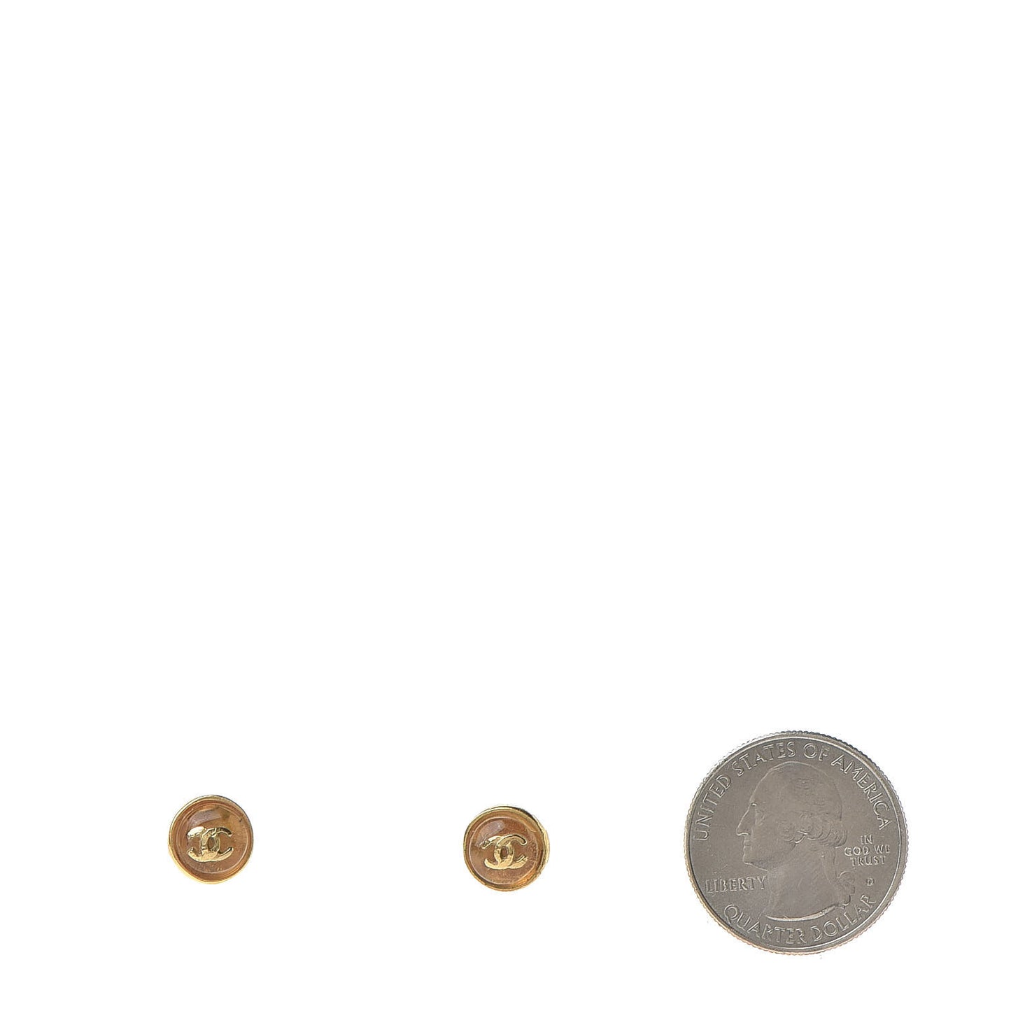 Resin CC Stud Earrings Gold