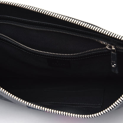 Gucci Soft GG Supreme Monogram Appia Calfskin Web East West Messenger Bag Black Grey 4 of 5