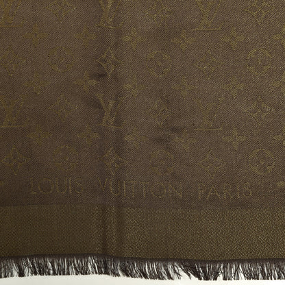 Louis Vuitton Silk Lurex Wool Monogram Shine Shawl Brown 2 of 3