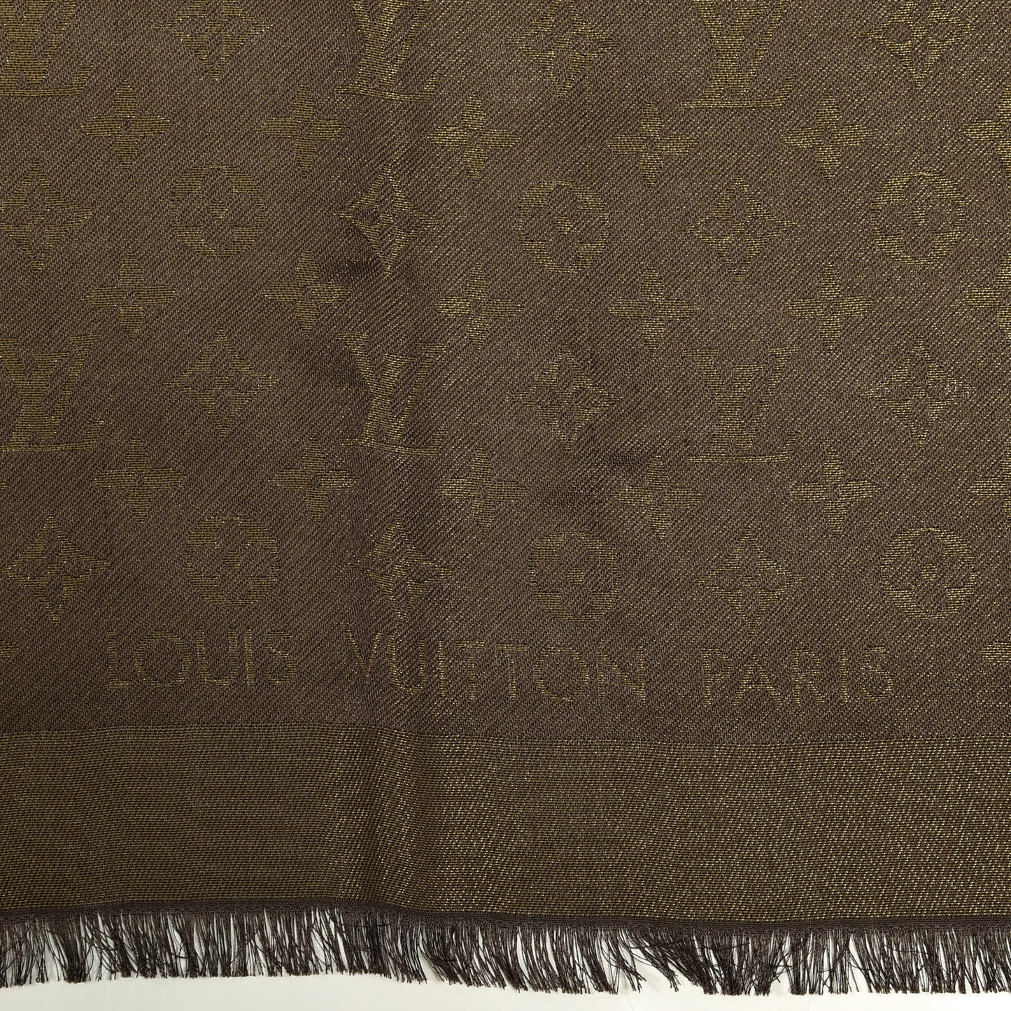 Silk Lurex Wool Monogram Shine Shawl Brown