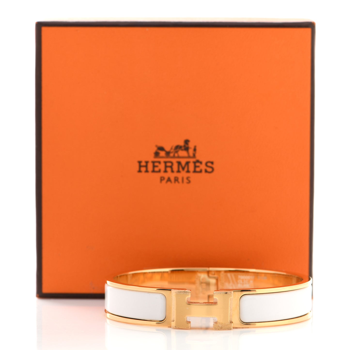 Enamel Narrow Clic Clac H Bracelet GM White