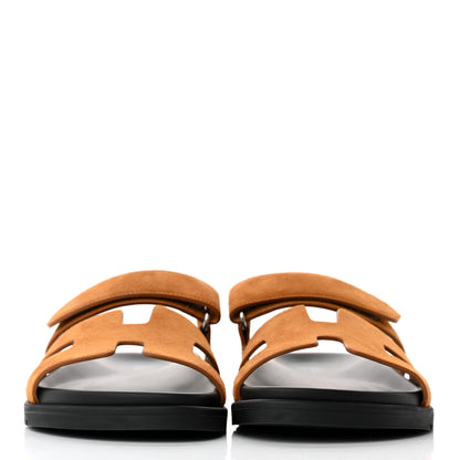 Hermes Suede Goatskin Womens Chypre Sandals 37 Naturel 2 of 9