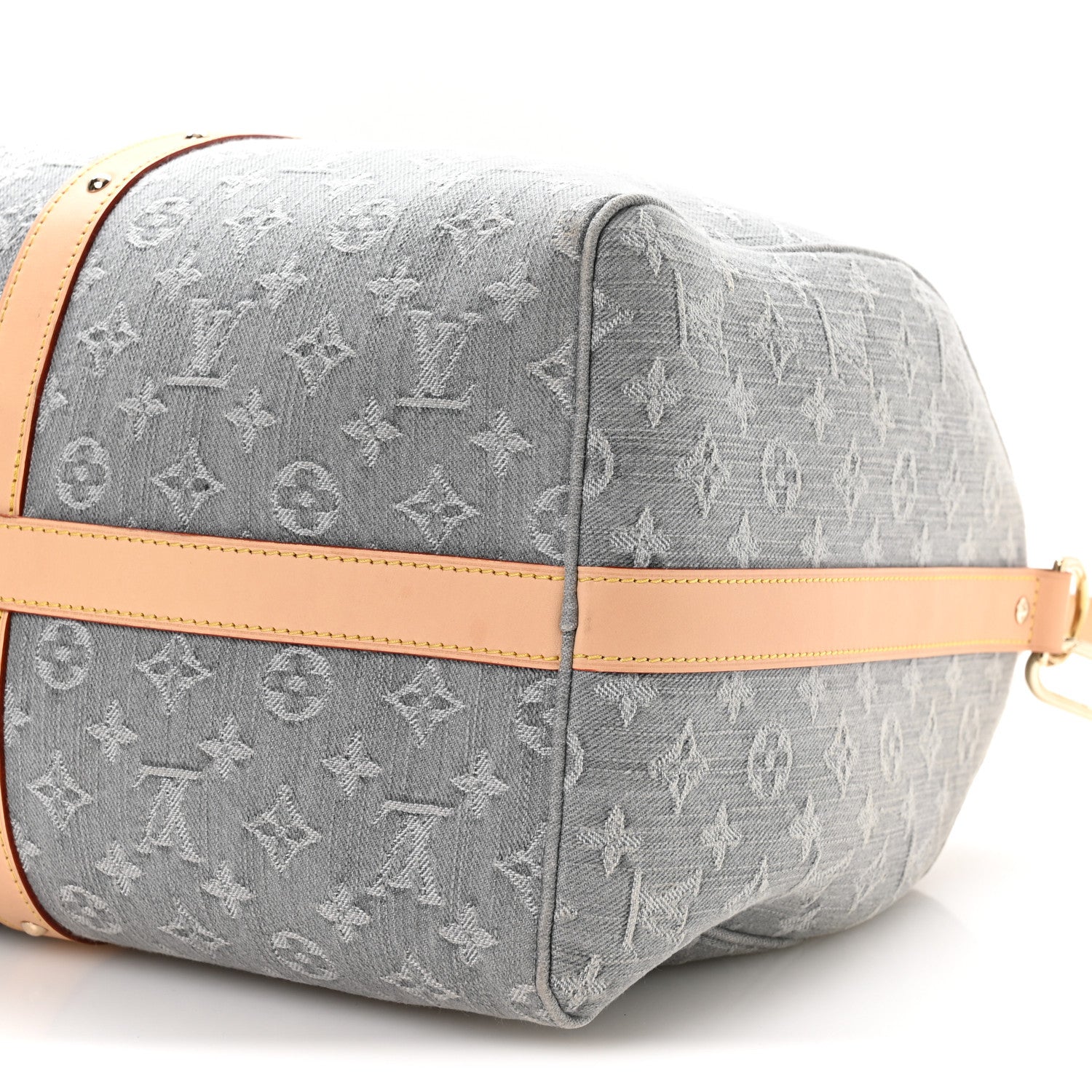 Louis Vuitton Denim Monogram Studded Keepall Bandouliere 45 Cloudy Grey 8 of 8