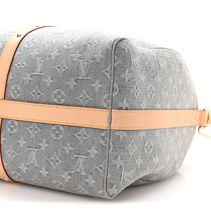 Louis Vuitton Denim Monogram Studded Keepall Bandouliere 45 Cloudy Grey 8 of 8