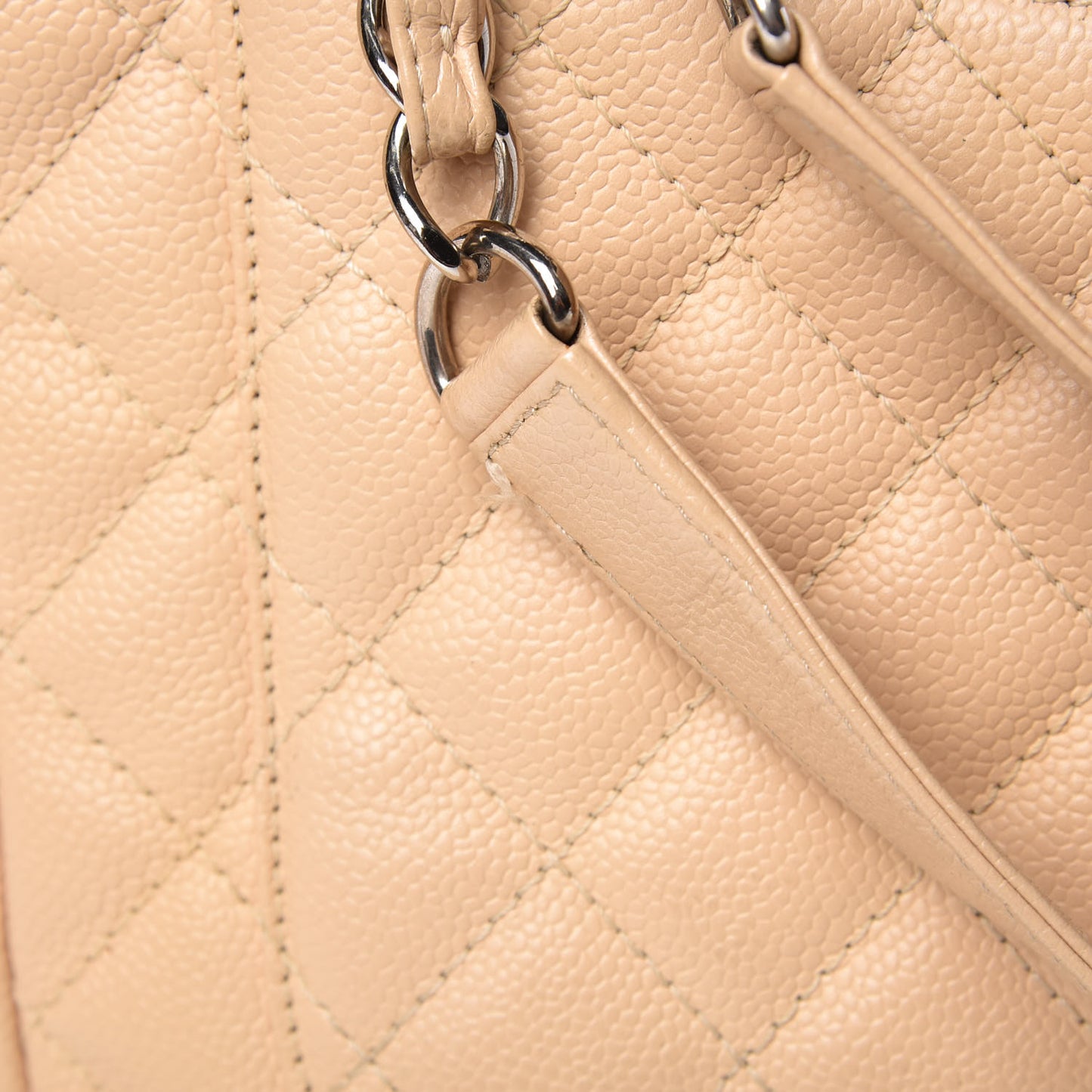 Caviar Quilted Grand Shopping Tote GST Beige Clair