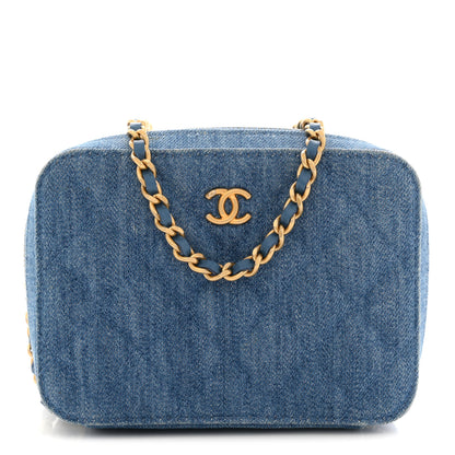 Chanel Denim Quilted CC Pearl Crush Camera Case Blue 1 of 11