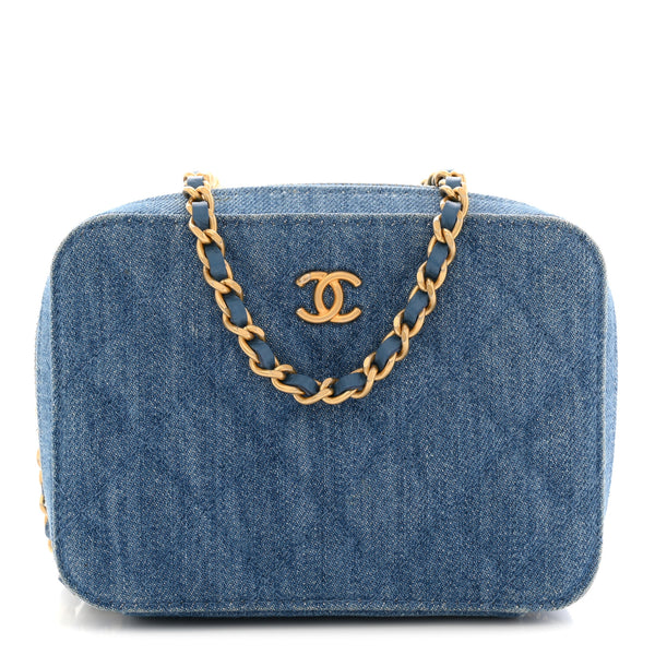 Chanel Denim Quilted CC Pearl Crush Camera Case Blue 1878889