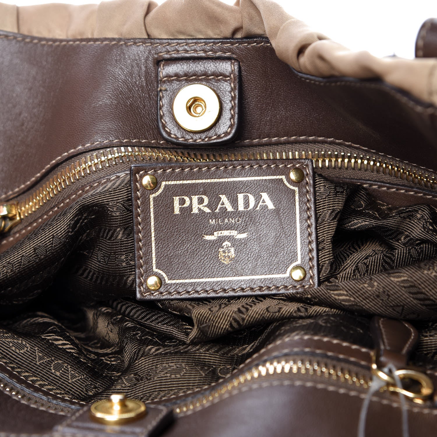 Prada Tessuto Nylon Jacquard Logo Tote Cammello 7 of 14