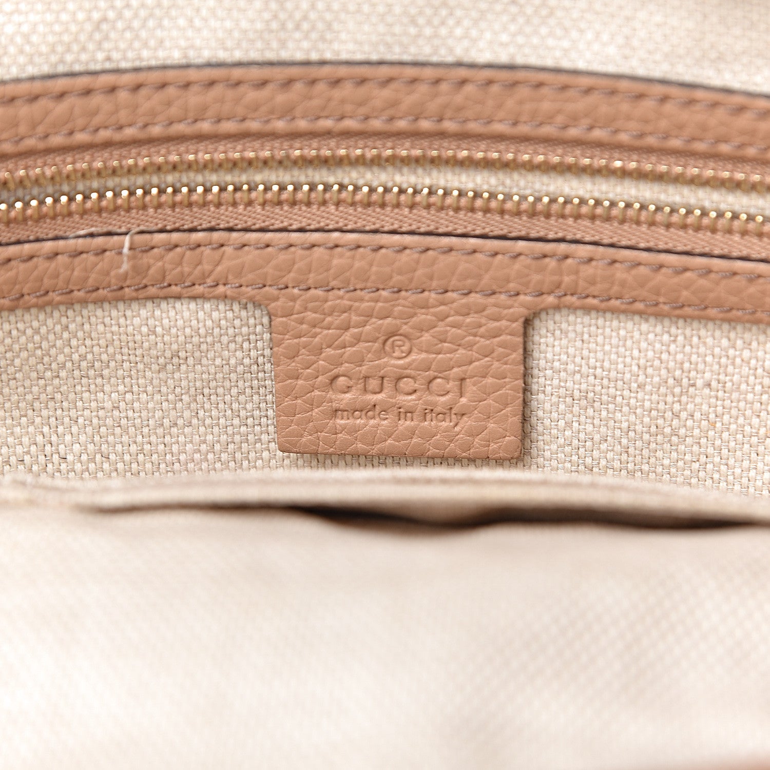 Gucci Pebbled Calfskin Small Soho Top Handle Bag Camelia 6 of 12