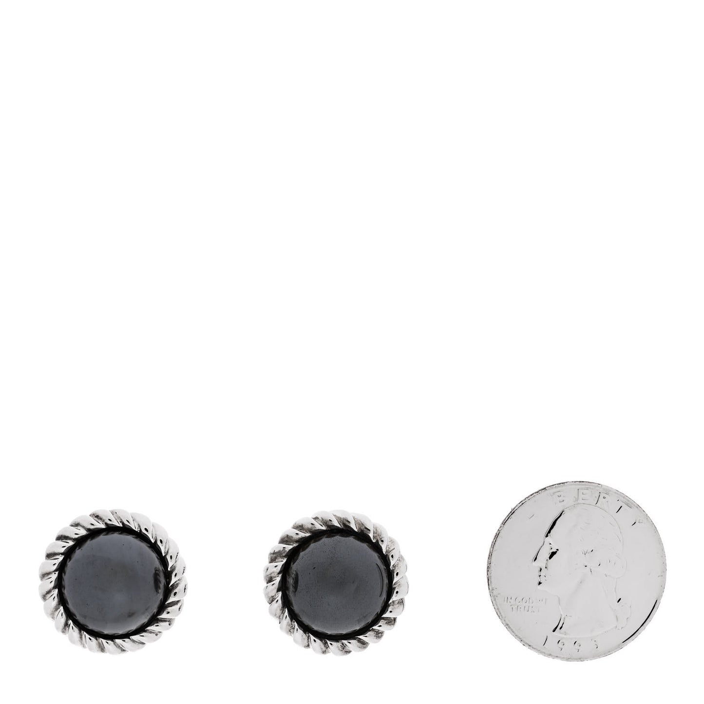 Sterling Silver Hematite Round Clip-On Earrings