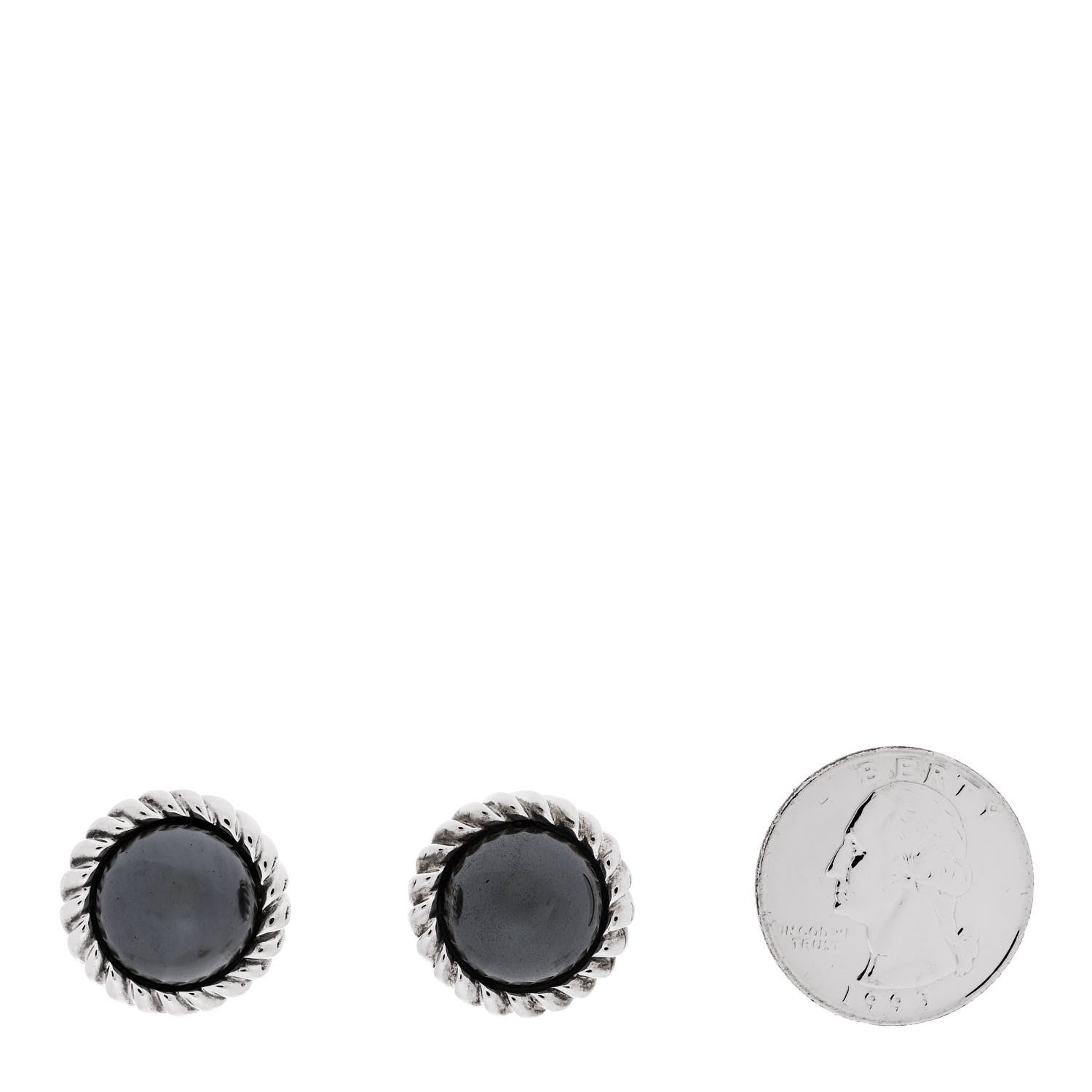 Tiffany Sterling Silver Hematite Round Clip-On Earrings 2 of 4