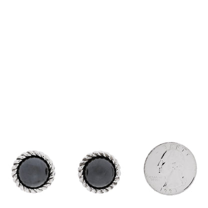 Tiffany Sterling Silver Hematite Round Clip-On Earrings 2 of 4