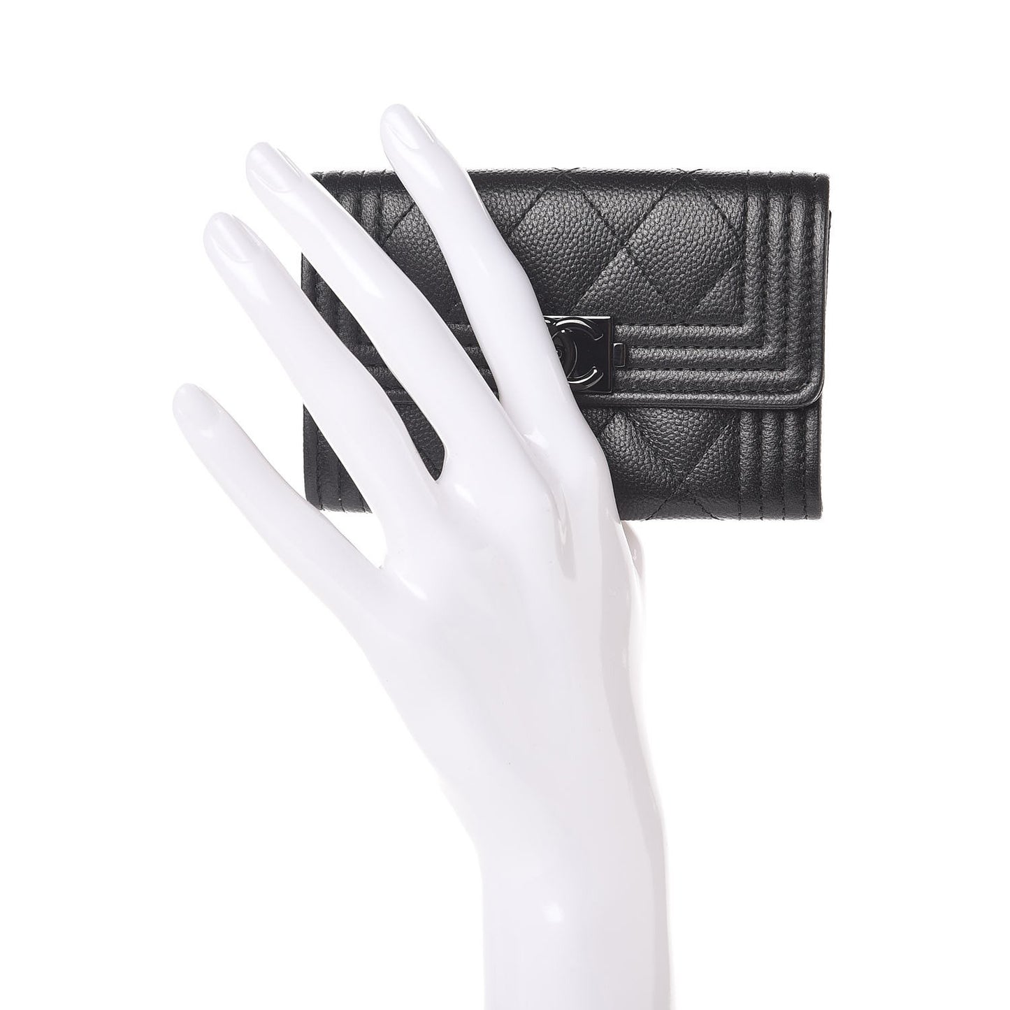 Caviar Quilted Boy Flap Card Holder So Black