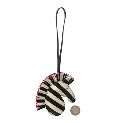 Hermes Milo Lambskin Geegee Savannah Bag Charm Craie Black Rose Mexico 2 of 3