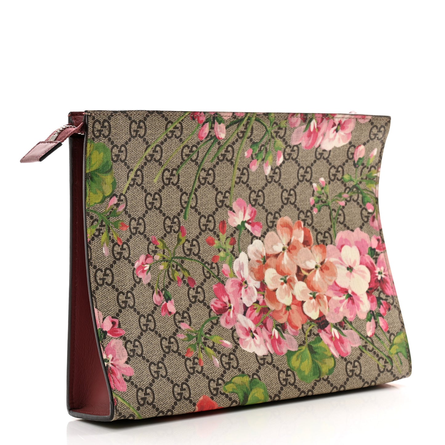 GG Supreme Monogram Blooms Large Cosmetic Case Beige Multicolor Dry Rose