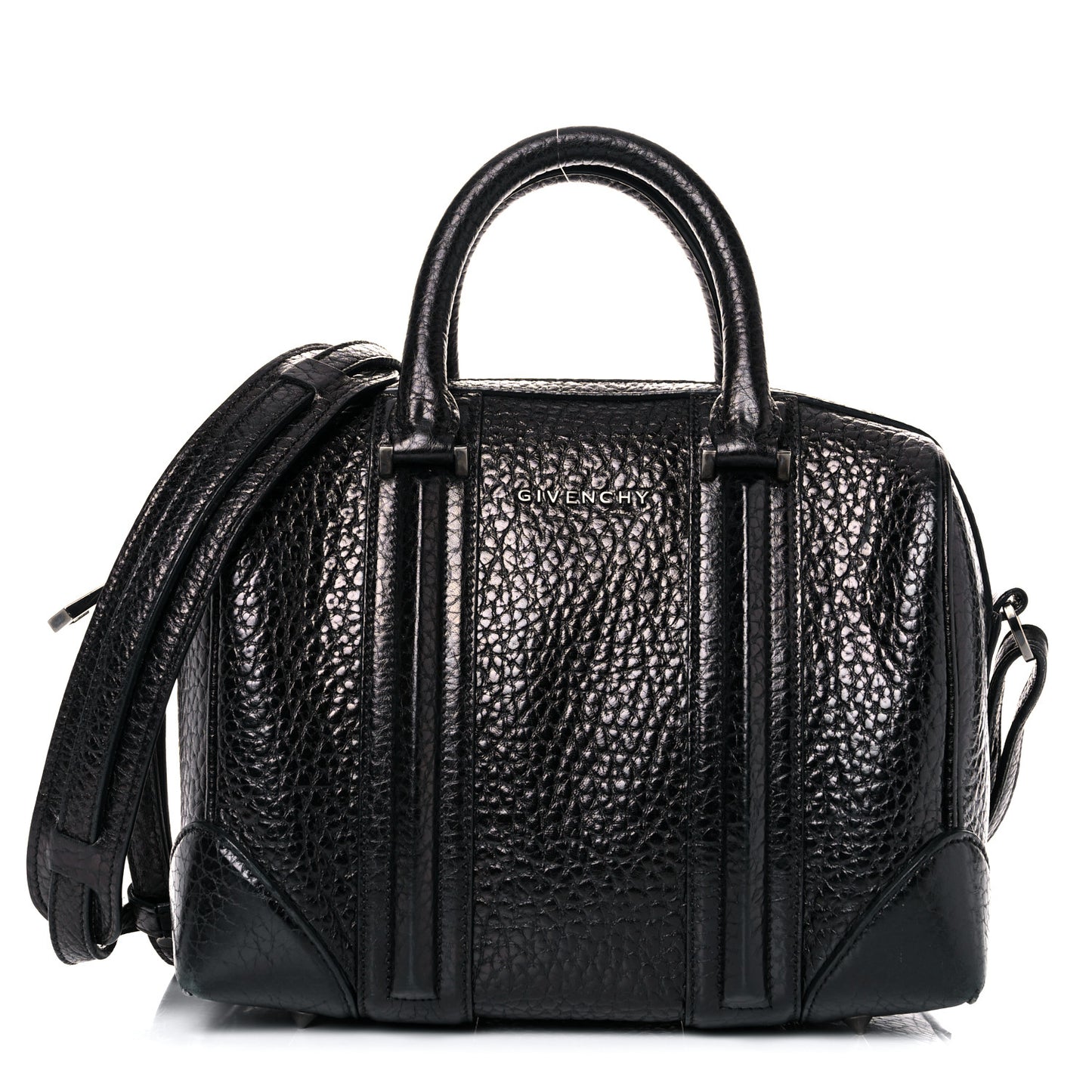 Glazed Pebbled Calfskin Mini Lucrezia Black