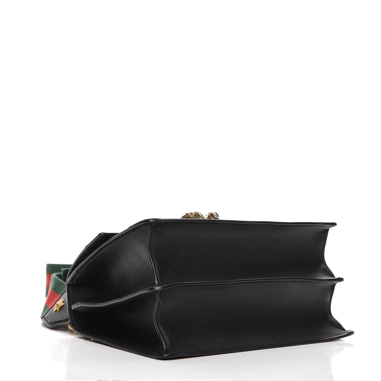 Gucci Moon Calfskin Web Medium Dionysus Bamboo Top Handle Bag Black Bright Evergreen Hibiscus Red 5 of 8