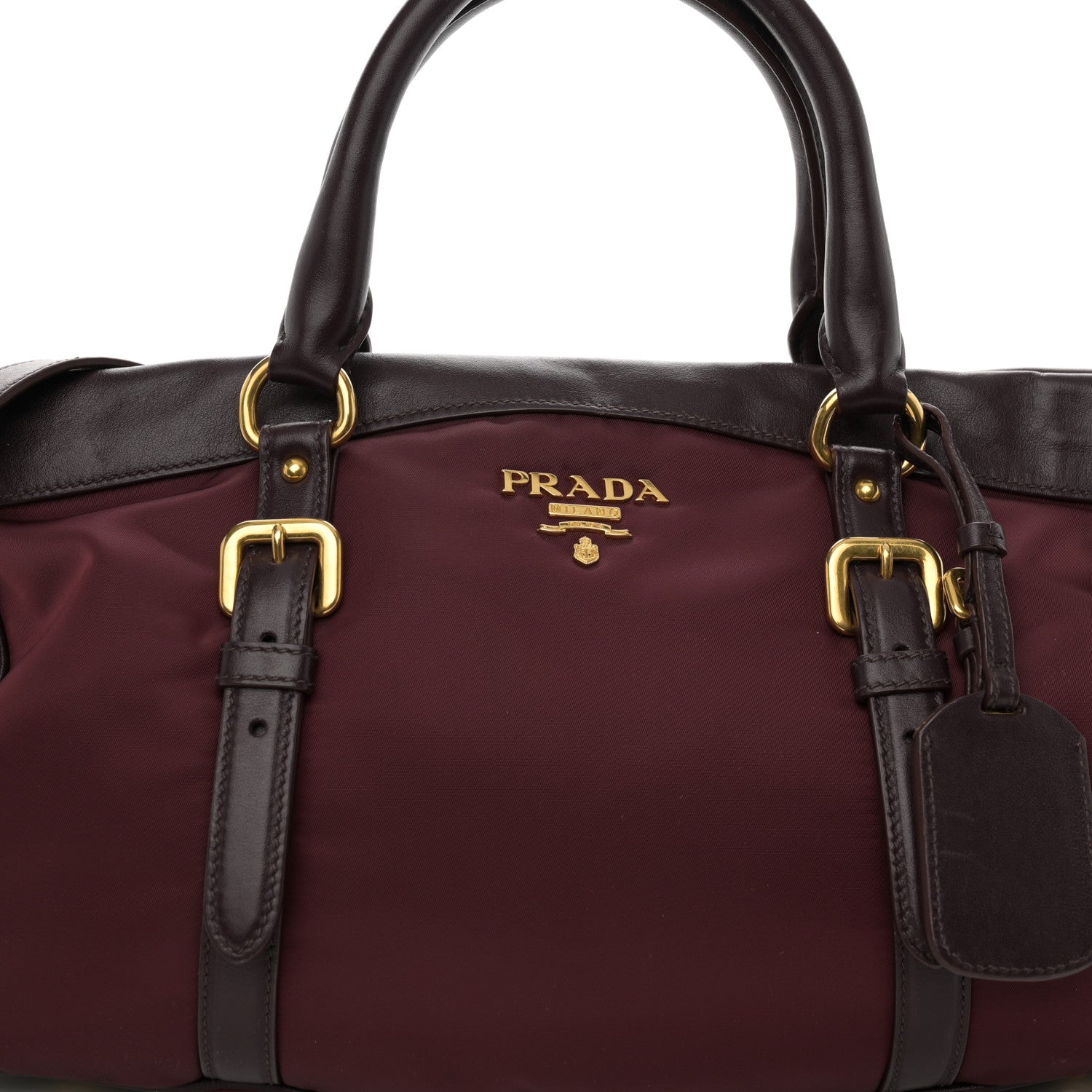 Prada Nylon Tessuto Soft Calf Tote Granato 6 of 10