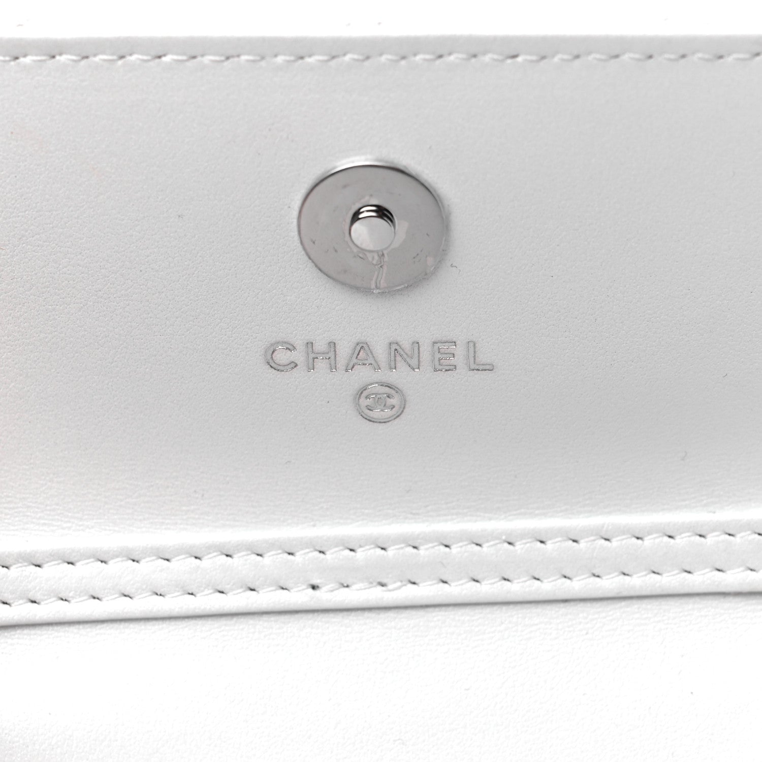 Chanel Calfskin Quilted Maxi Pearls Card Holder Flap With Chain White 6 of 13