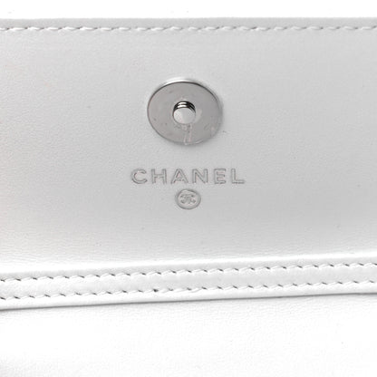 Chanel Calfskin Quilted Maxi Pearls Card Holder Flap With Chain White 6 of 13