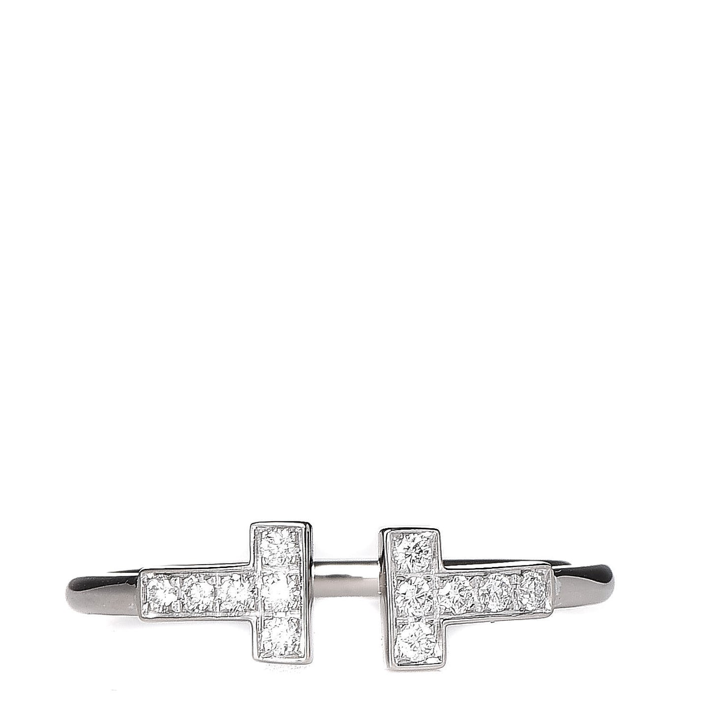 18K White Gold Diamond T Wire Ring 52 6