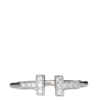 Tiffany 18K White Gold Diamond T Wire Ring 52 6 1 of 5