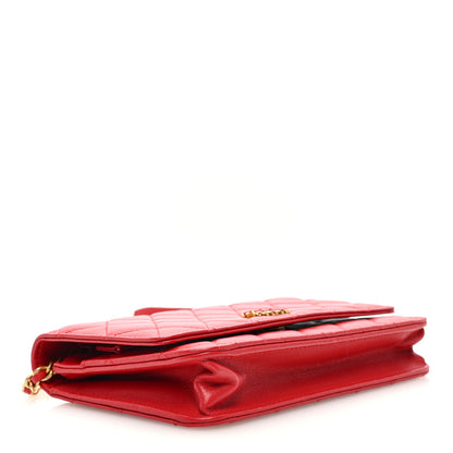 Chanel Lambskin Quilted Infinity Wallet On Chain WOC Red 4 of 10