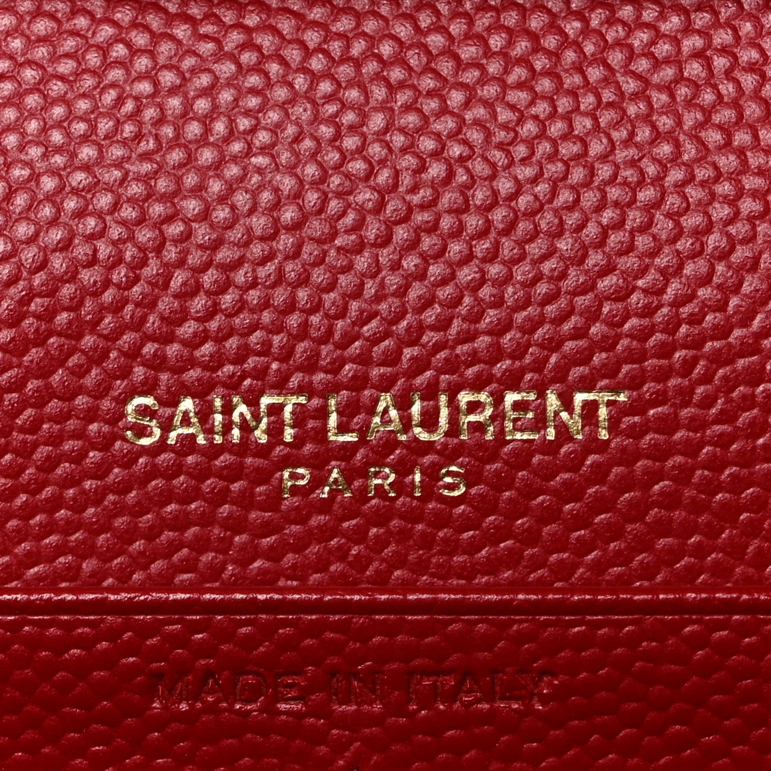 Saint Laurent Grain De Poudre Matelasse Chevron Monogram Chain Wallet Red 6 of 8