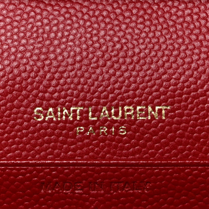 Saint Laurent Grain De Poudre Matelasse Chevron Monogram Chain Wallet Red 6 of 8