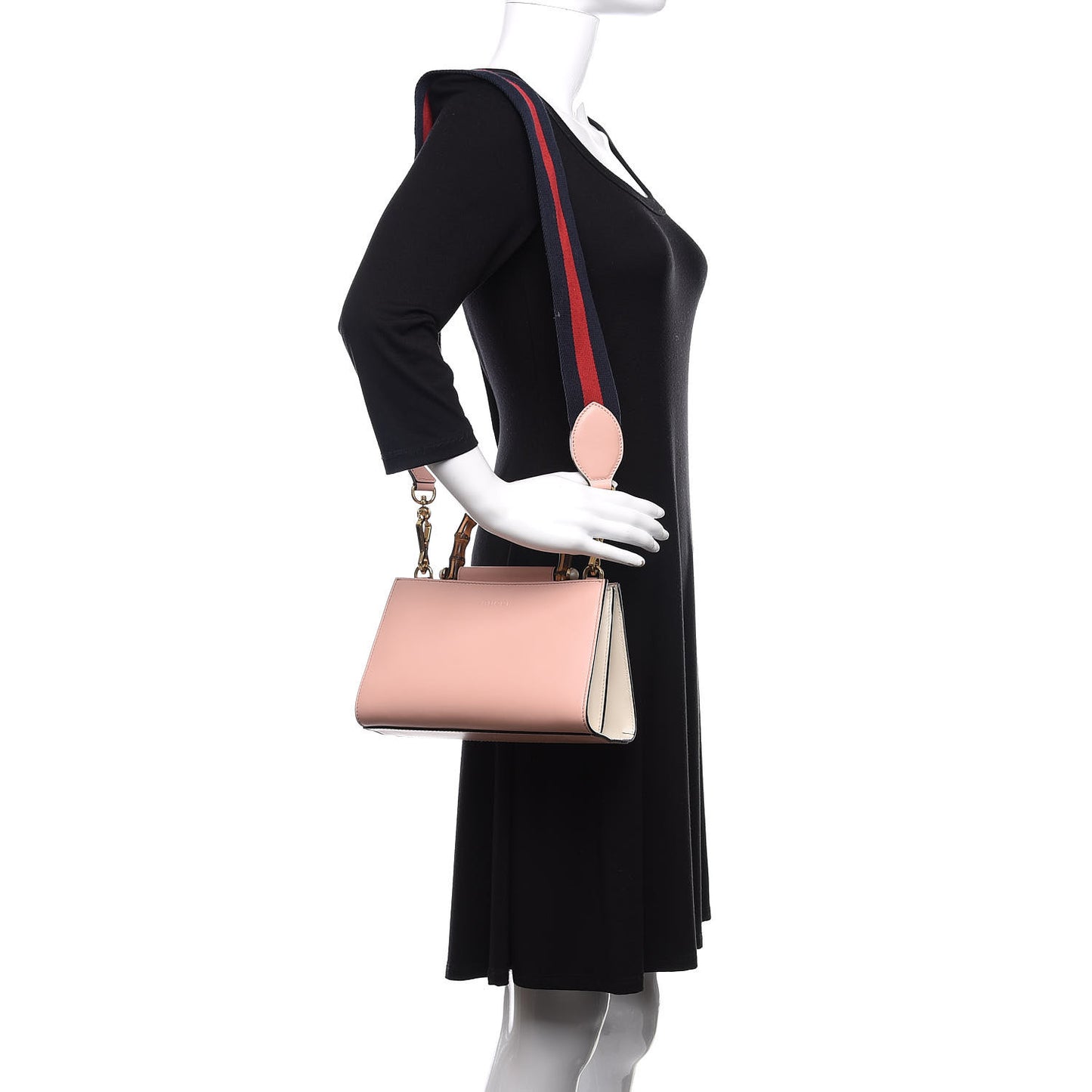 Nappa Bamboo Web Mini Nymphaea Top Handle Bag Perfect Pink Mystic White