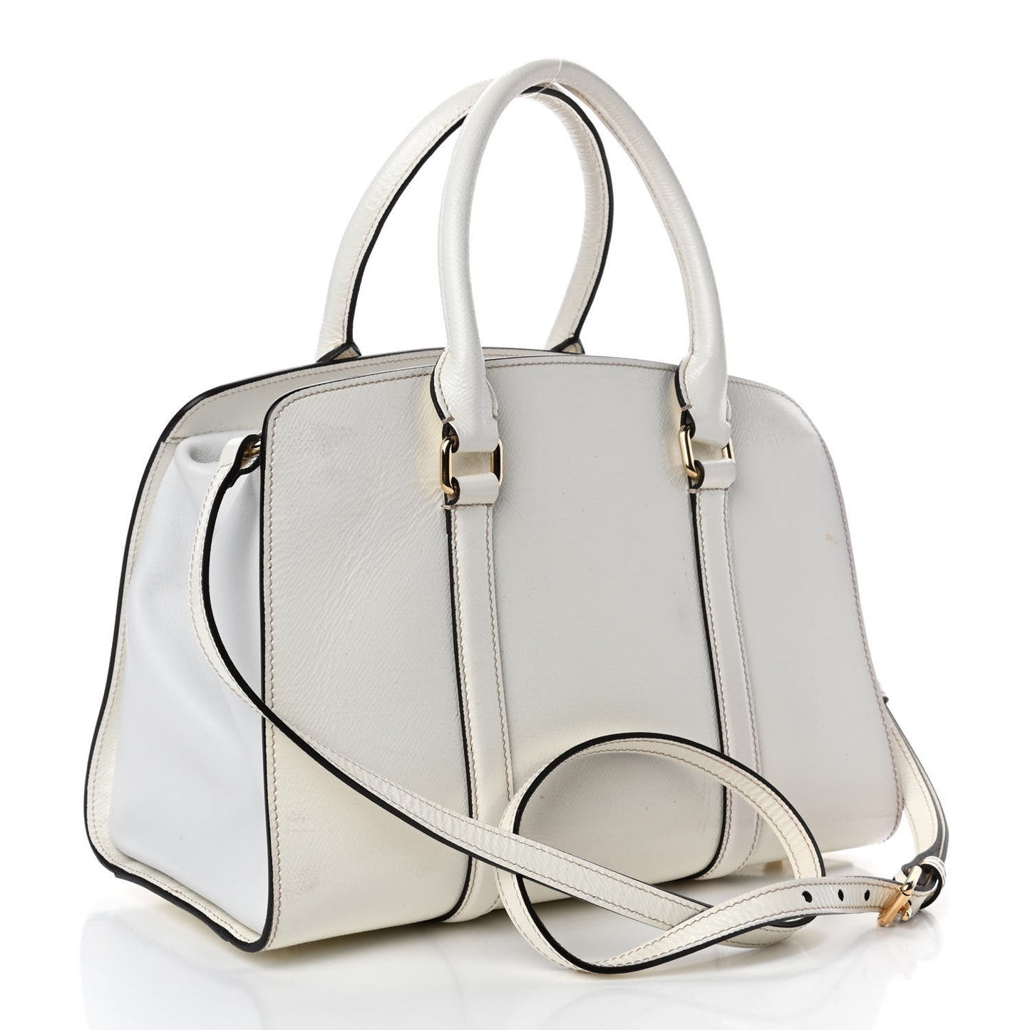 Patent Calfskin Medium Dinton Tote White
