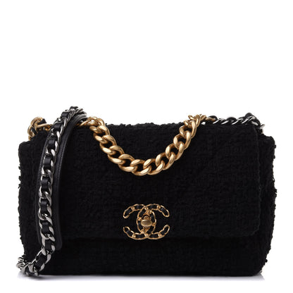 Chanel Tweed Quilted Medium Chanel 19 Flap Black 1 of 10