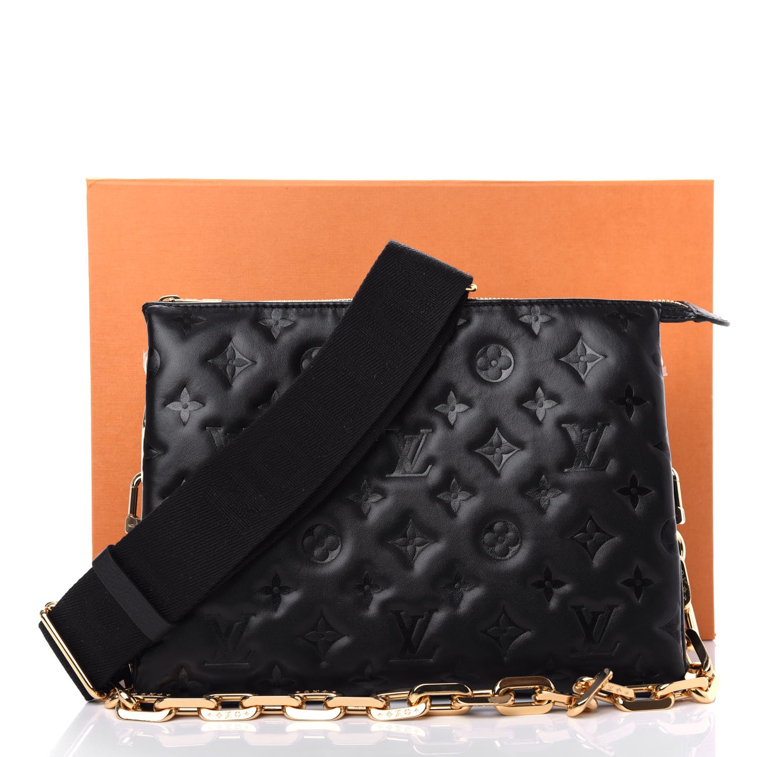Louis Vuitton Lambskin Embossed Monogram Coussin PM Black 12 of 12