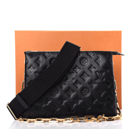 Louis Vuitton Lambskin Embossed Monogram Coussin PM Black 12 of 12