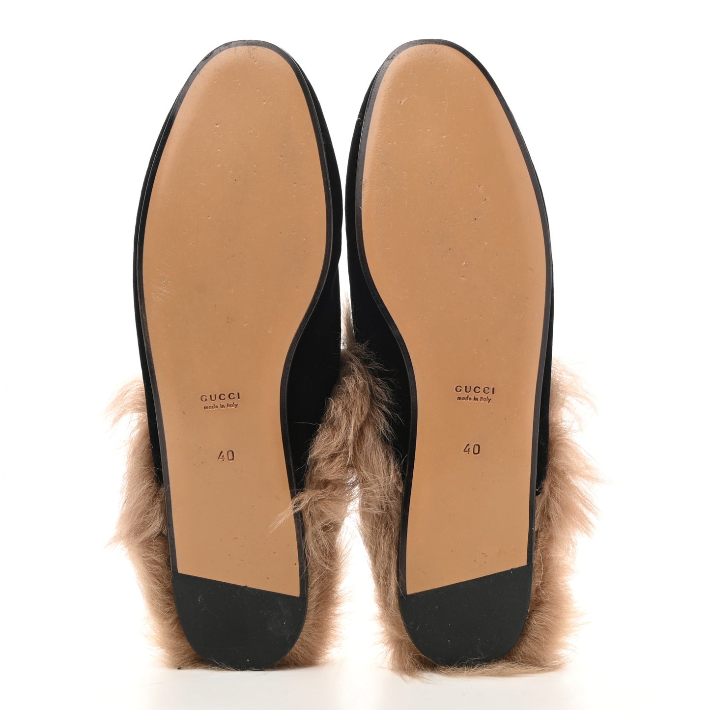 Velvet Fur Womens Princetown Slippers 40 Black