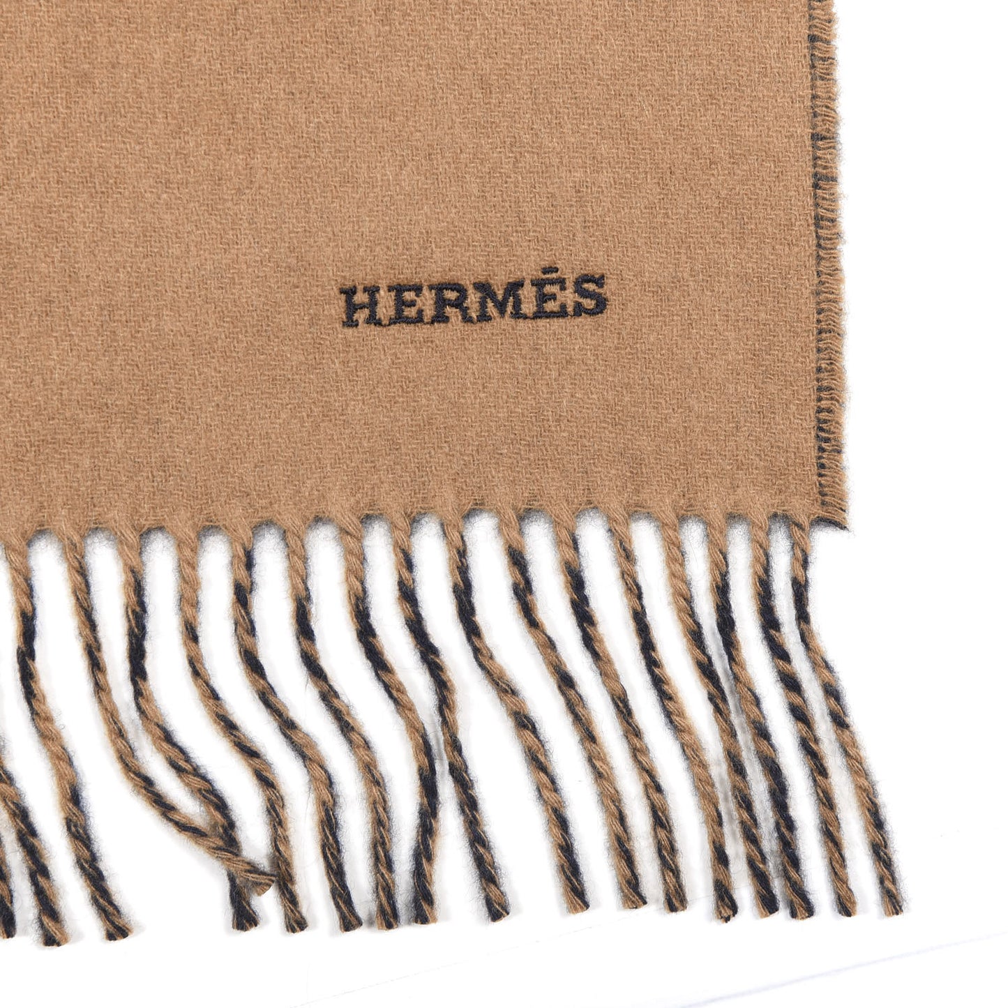 Cashmere Recto Verso Muffler Camel Marine