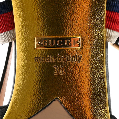 Gucci Malaga Kid Grosgrain Sylvie Web Bamboo Low Heel Pumps 38 Black 6 of 12