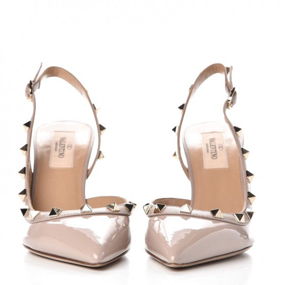 Patent Rockstud Half D'Orsay Slingback 85mm Pumps 37 Poudre