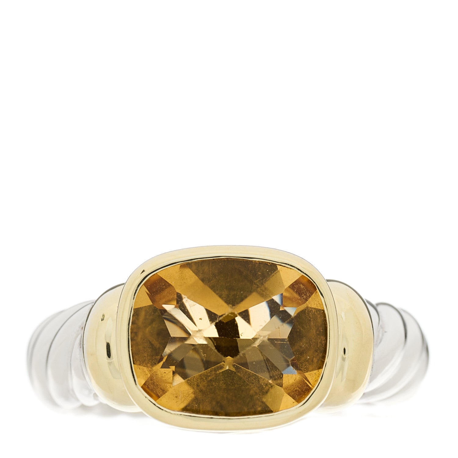 David Yurman Sterling Silver 14K Yellow Gold Citrine 10mm Noblesse Ring 52 6 1 of 7