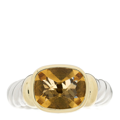 David Yurman Sterling Silver 14K Yellow Gold Citrine 10mm Noblesse Ring 52 6 1 of 7
